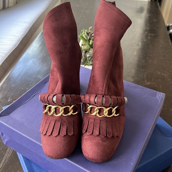 STUART WEITZMAN Ringleader Ultra-stretch Booties Wine Color Size 41 NEW in box - Picture 3 of 10